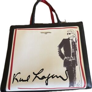 Karl Lagerfeld Black and White Briefcase